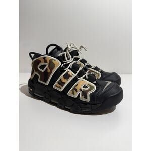 Nike Air More Uptempo Camo Black Sail Light British Tan CJ6122-001 Size 10.5